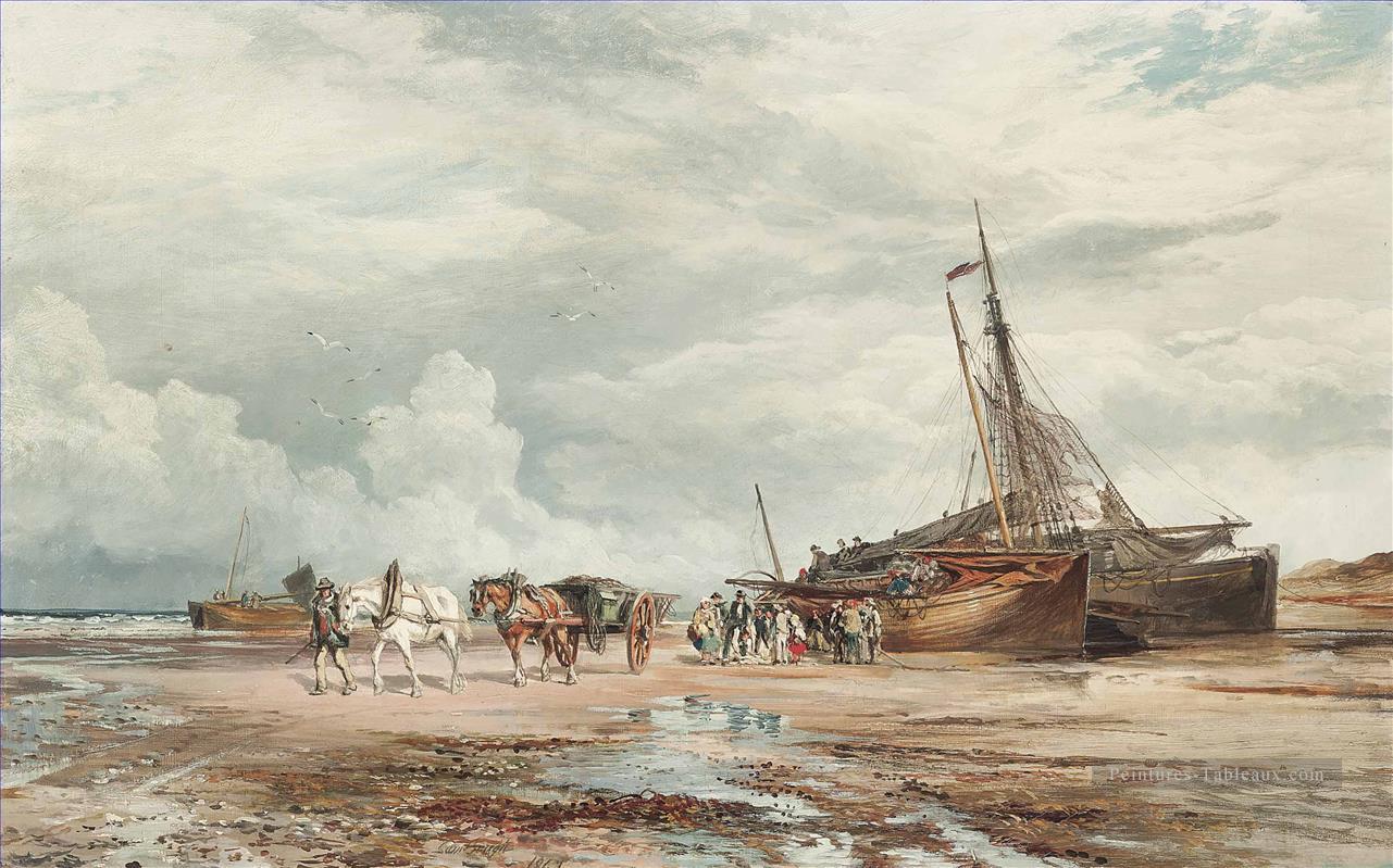 Déchargement des bateaux 2 Samuel Bough paysage Peintures à l'huile